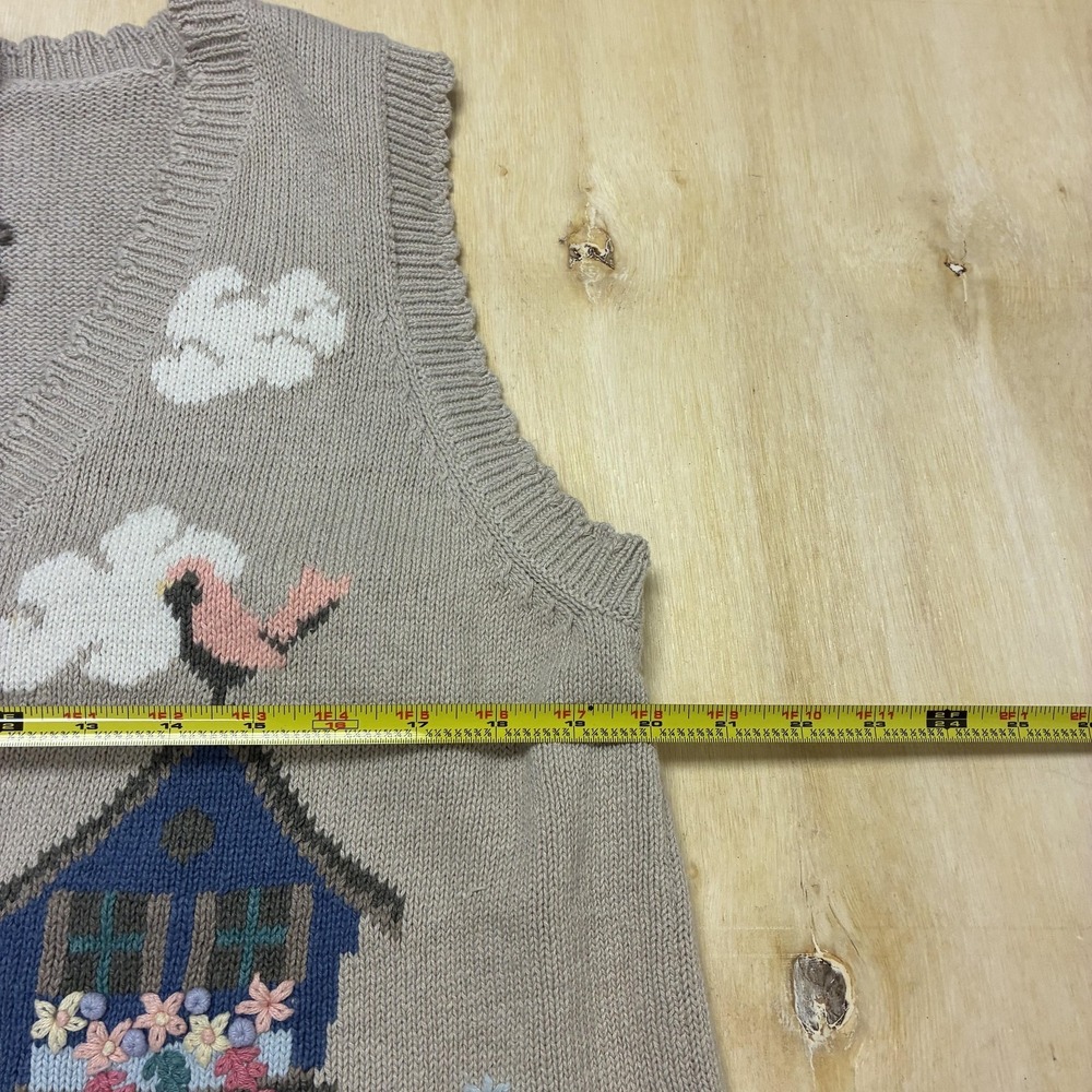 Vintage Northern Reflections Sweater Vest Womens XL Beige Birdhouse Floral Knit - Picture 5 of 6
